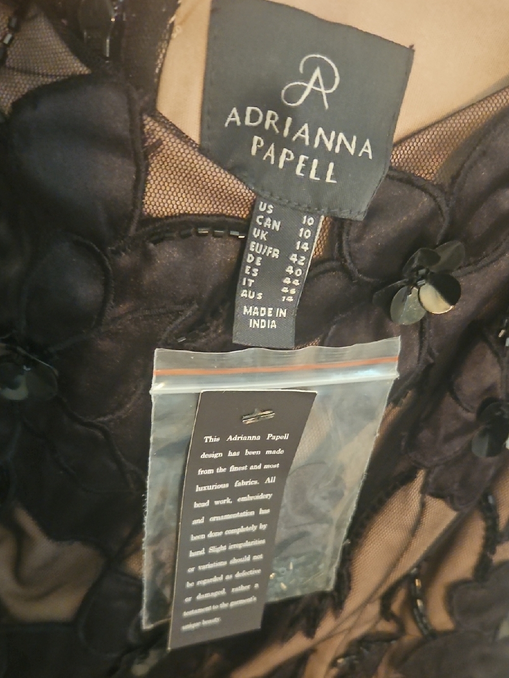 Adrianna Papell Black and Tan Floral Maxi Dress - Picture 10 of 12
